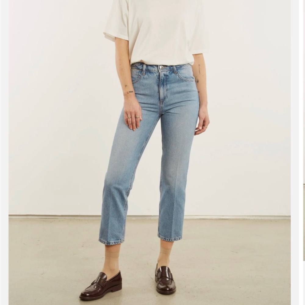 SPRWMN Straight Leg Cropped High Rise Jeans